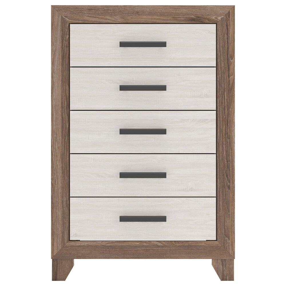Ashley Sharnari 5-Drawer Chest in Antique White and Gray Brown, , large