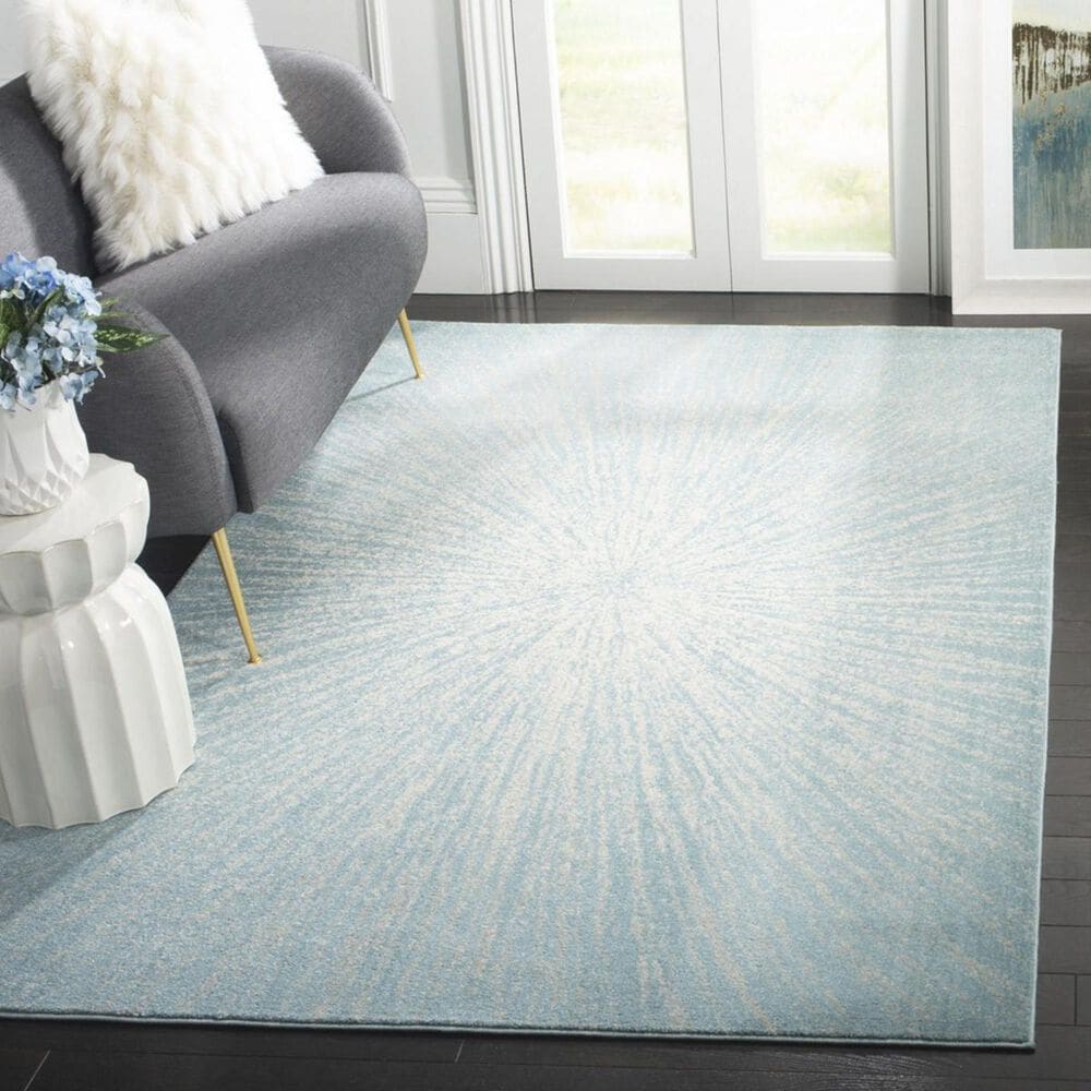 Safavieh Evoke EVK228J 3&#39; x 5&#39; Aqua and Ivory Area Rug, , large