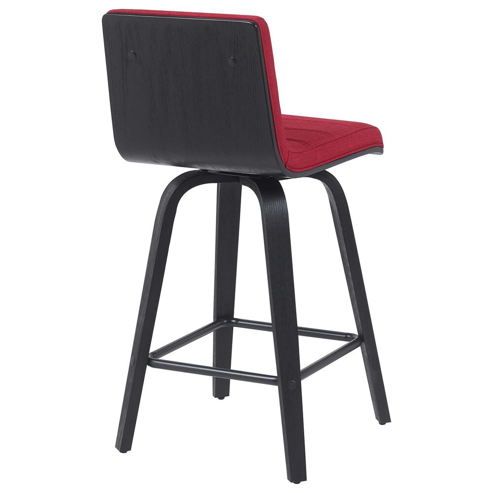 Armen Living Vienna Swivel Counter Height Stool with Red Upholstery in Black Brushed, , large