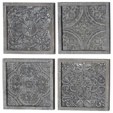 Maple and Jade 18" x 18" Wall Decor in Silver and Brown (Set of 4), , large