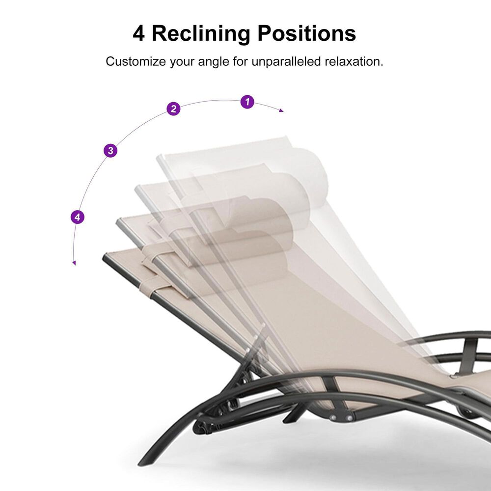 HOMLUX 3-Piece Standard Patio Chaise Lounge Set in Beige, , large