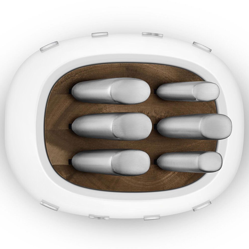 SMEG 50s Retro Style 6-Piece Knife Block Set in White, , large