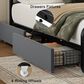 HOMLUX King Upholstered Platform Bed Frame in Gray, , large