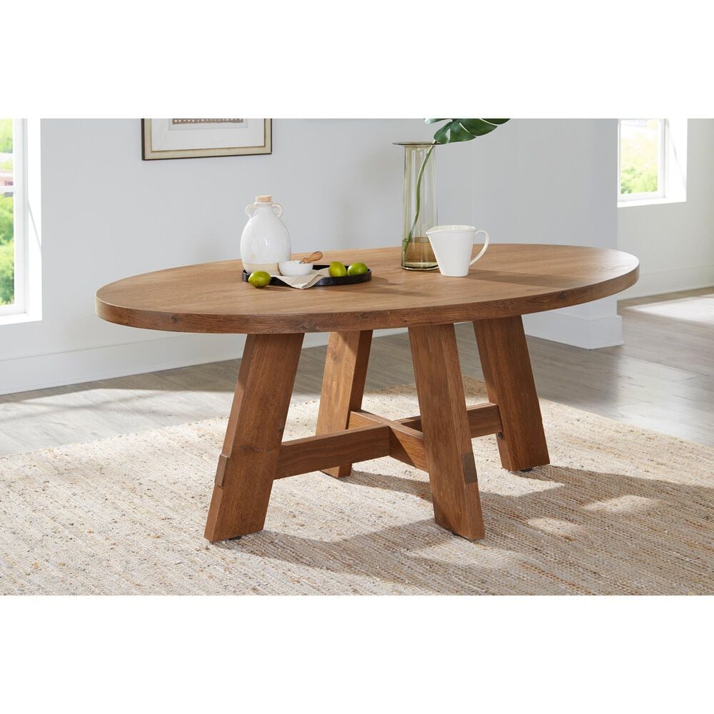 Forma &amp; Co Boho Dining Table, 4 Dining Chairs and Bench in Prairie Oak Finish, , large