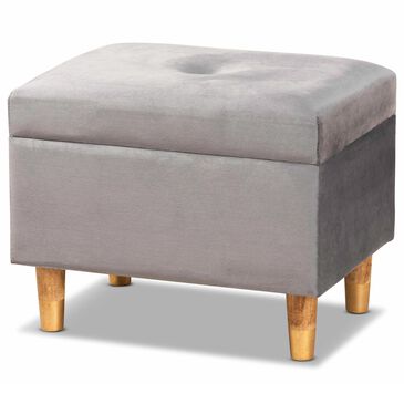 Baxton Studio Elias Storage Ottoman in Grey Velvet, , large