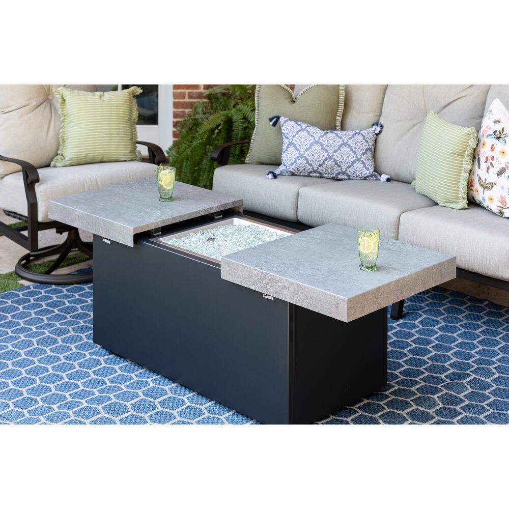 Slate and Company Rectangular Functional Fire Pit in Black and Concrete, , large