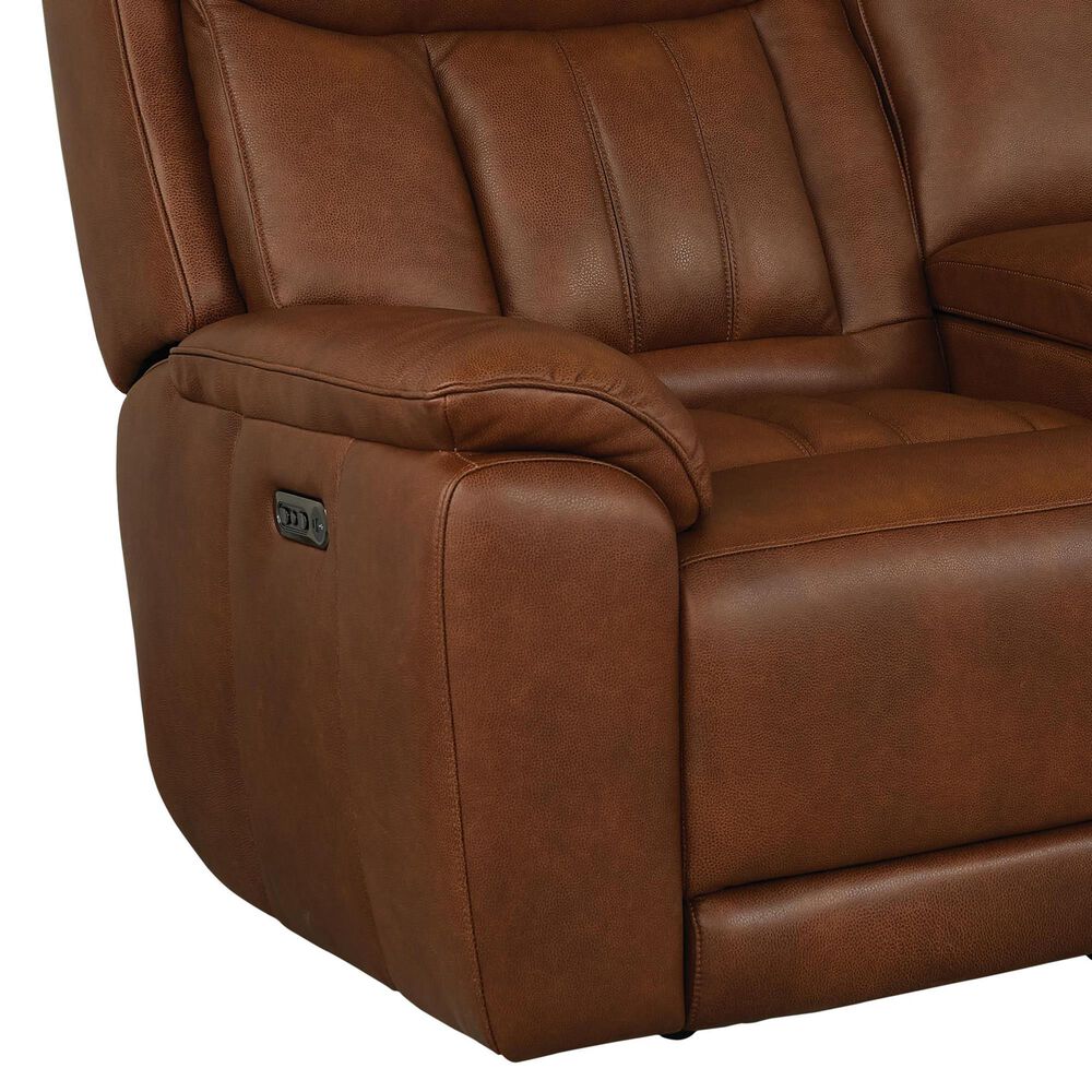 Bassett Benson Leather Power Reclining Console Loveseat in Tuscan Caf, , large