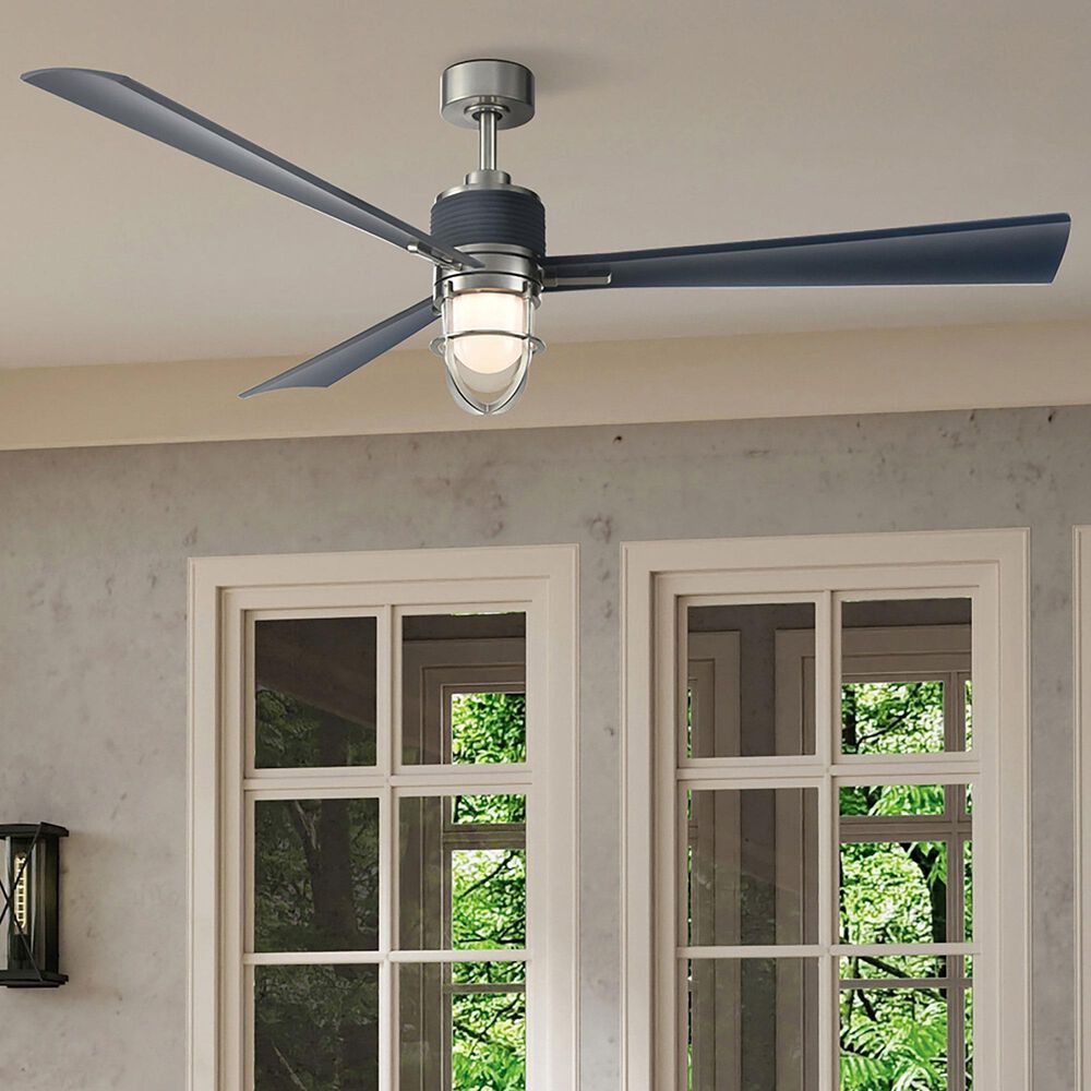 Minka-Aire Nauticus 65" Smart Indoor/Outdoor Ceiling Fan with Distressed Koa Blades in Brushed Nickel Wet, , large