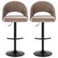 LumiSource Renee Adjustable Swivel Bar Stool with Brown Fabric Upholstery in Black (Set of 2), , large