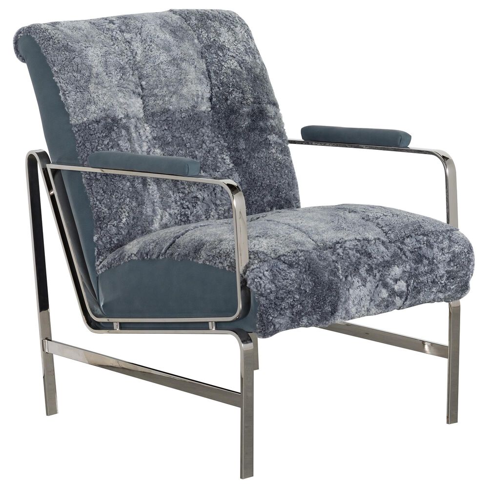 Massoud Charles Leather Tufted Chair in Shearling Graphite, , large