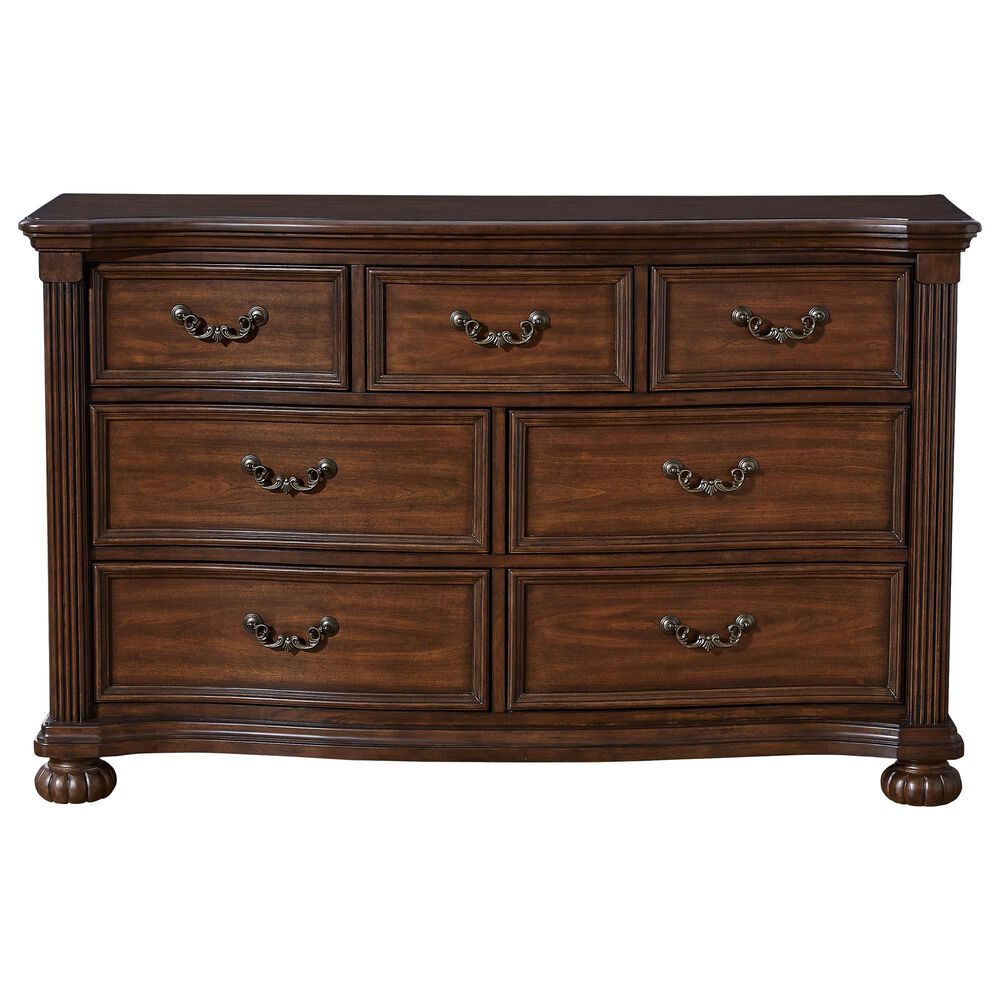 Ashley Lavinton 7-Drawer Dresser and Mirror in Cherry Brown, , large