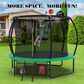 HOMLUX 10" Outdoor Trampoline with Basketball Hoop in Green, , large