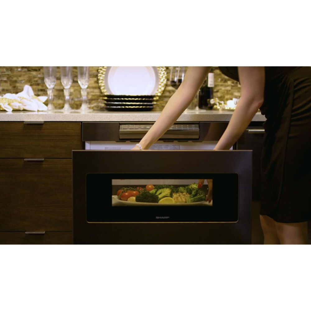 Sharp 24" Flat Panel Microwave Drawer in Black Stainless, , large