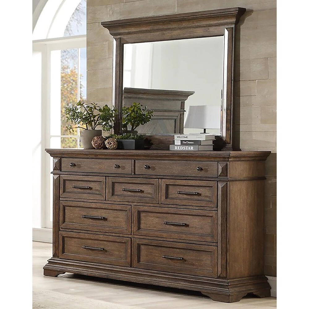 New Heritage Design Mar Vista 4 Piece King Bedroom Set in Brushed Walnut, , large
