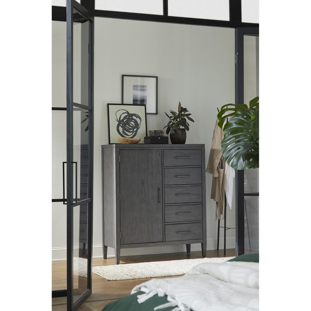 Riva Ridge Preston 5-Drawer Door Chest in Urbane Grey, , large