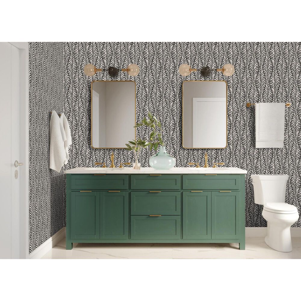 Tempaper Block Print 198&quot; x 20.5&quot; Peel and Stick Wallpaper in Black Jade, , large