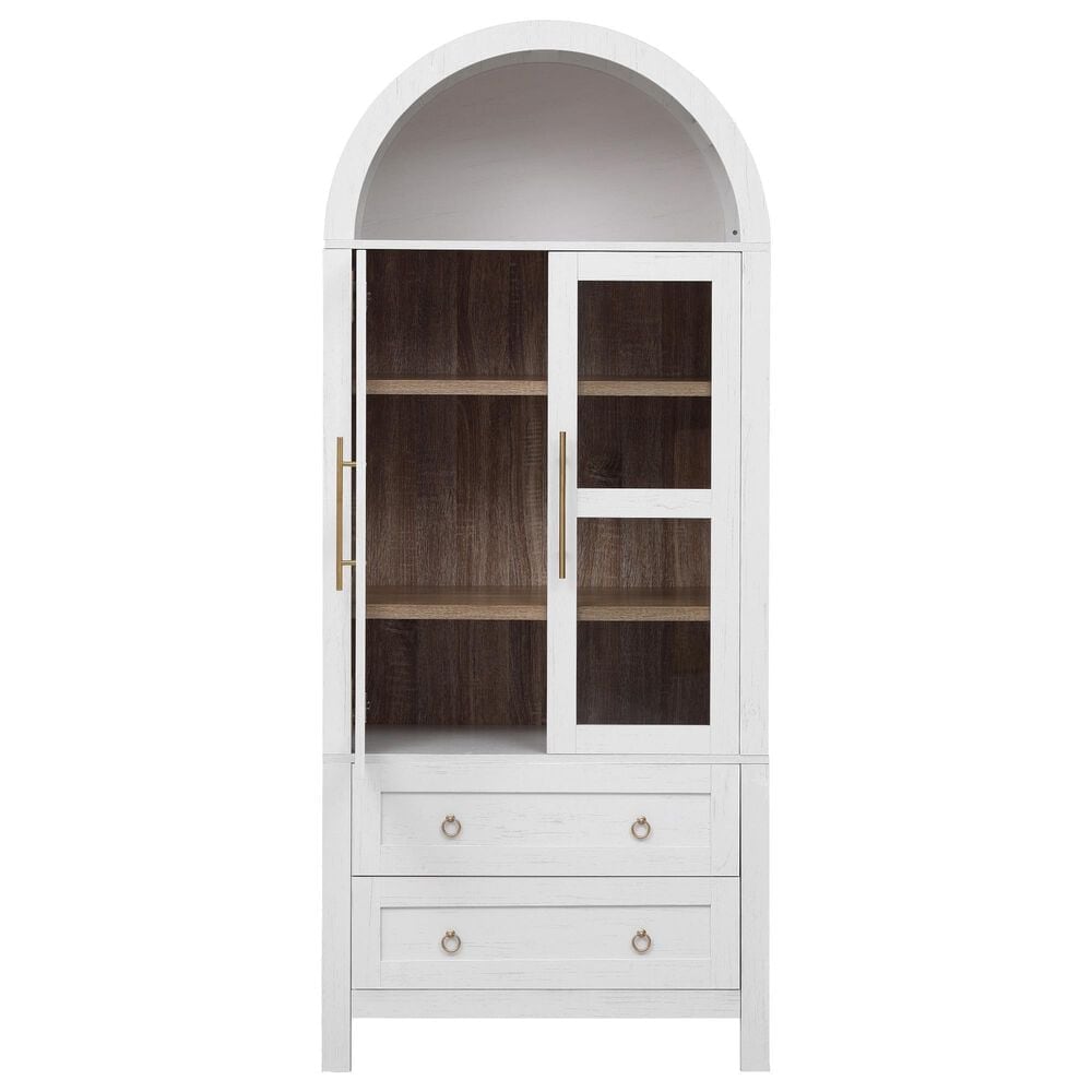 HOMLUX 71" Arched Kitchen Pantry Cabinet in White, , large