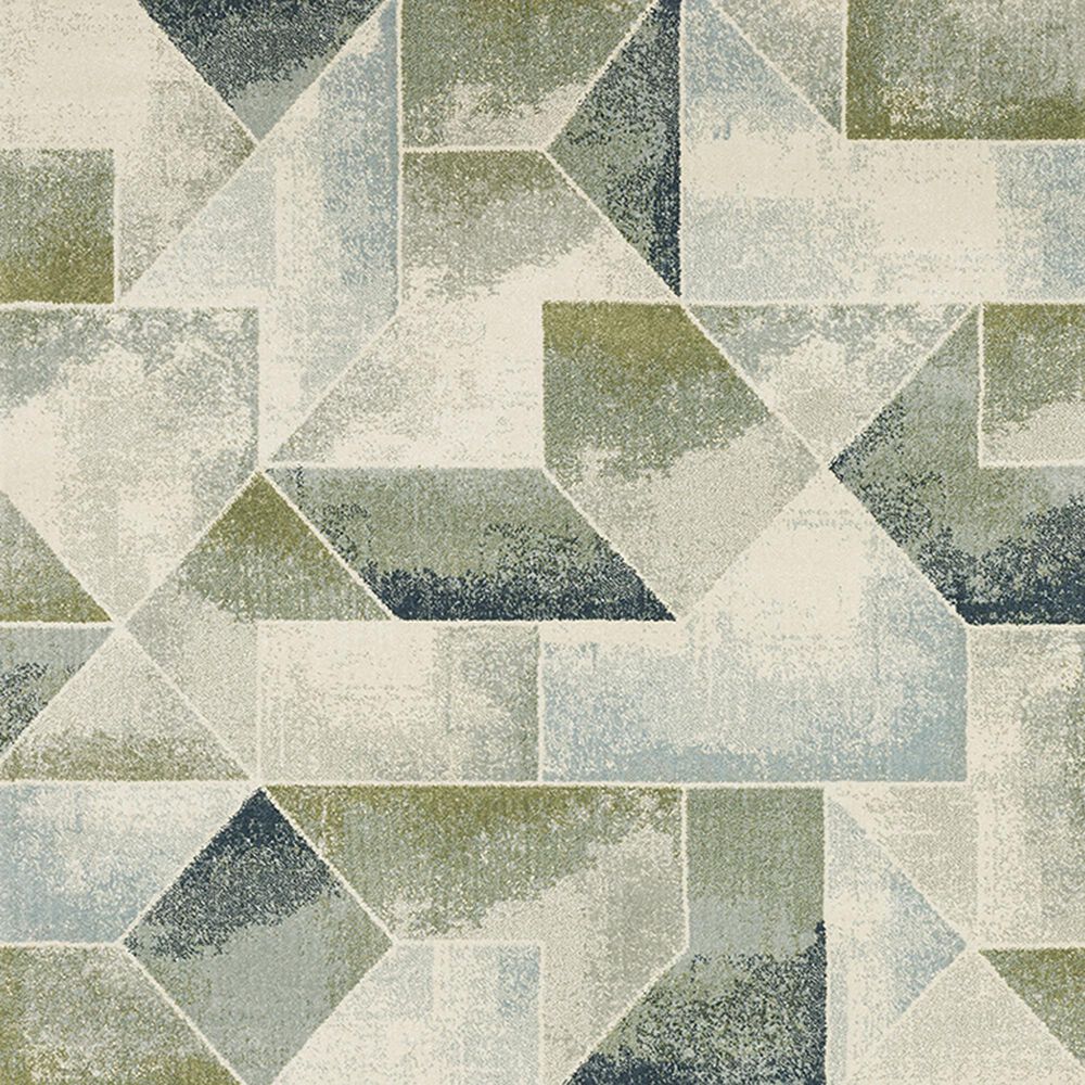 Oriental Weavers Branson Geometric Prisms 1&#39;10&quot; x 7&#39;3&quot; Blue and Green Runner, , large