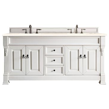 James Martin Brookfield 72" Double Bathroom Vanity in Bright White with 3 cm Eternal Marfil Quartz Top and Rectangle Sink, , large
