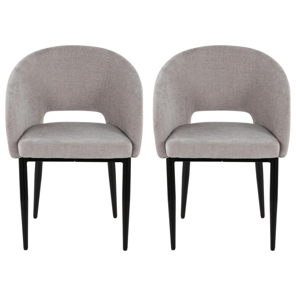LumiSource Renee Upholstered Contemporary Chair in Black Metal and Silver Fabric by LumiSource, , large