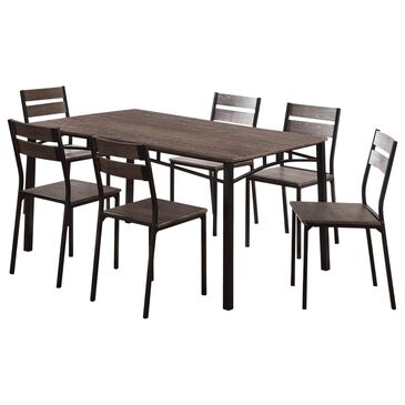 Furniture of America Fisher 7-Piece Rectangle Dining Set in Antique Brown and Black, , large