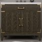 Lexora Home Laurel 36" Single Bathroom Vanity in Brown Oak with White Quartz Top and Rectangular Sink, , large
