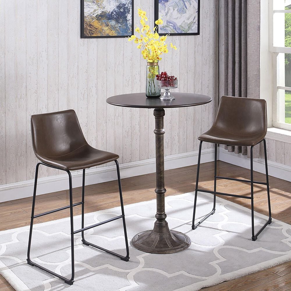 Coaster Oswego Round Bar Table in Dark Russet and Antique Bronze - Table Only, , large