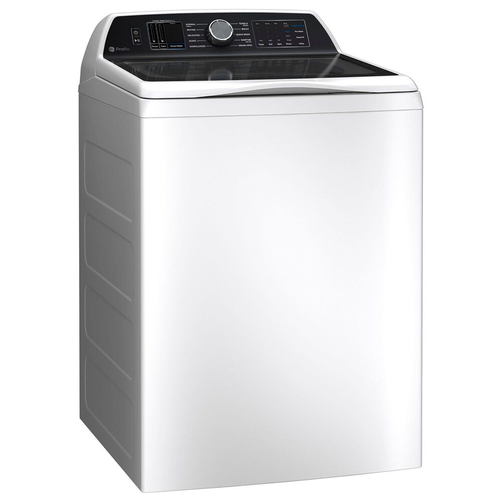 GE Profile 5.4 cu. ft. Capacity Washer with Smarter Wash Technology and FlexDispense and 7.4 cu. ft. Capacity Smart aluminized alloy drum Gas Dryer with Sanitize Cycle and Sensor Dry in White, , large