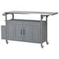 Hearth and Haven Outdoor Kitchen Island Cart with Adjustable Shelves and Stainless Steel Top in Gray, , large