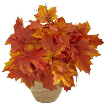 Nearly Natural Inc 16" Autumn Maple Leaf Artificial Plant in Decorative Planter, , large