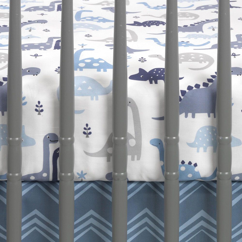 Lambs and Ivy Roar Crib Fitted Sheet in Blue, Gray and White, , large