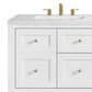 James Martin Vanities Breckenridge 60" Double Bathroom Vanity in Bright White with 3 cm Arctic Fall Solid Surface Top and Rectangular Sinks, , large