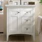 James Martin Vanities Palisades 30" Single Bathroom Vanity in Bright White with 3 cm Ethereal Noctis Quartz Top and Rectangular Sink, , large