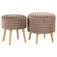 Lumisource Tray Plush 2-Piece Storage Ottoman Set in Light Brown, , large