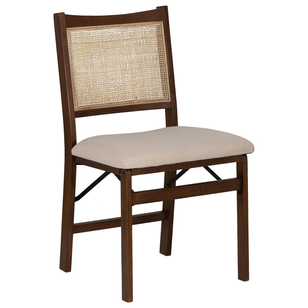 Linon Home Decor Bauer Cane Folding Side Chair in Walnut, , large