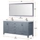 Lexora Home Jacques 72" Double Bathroom Vanity in Navy Blue with 2 cm White Cultured Marble Top and Rectangular Sinks, , large
