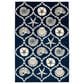 Central Oriental Terrace Tropic Coastal Coral Lattice 6"7" x 9"6" Sapphire and Snow Area Rug, , large