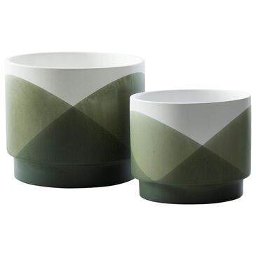 Ashley Ardenridge 2-Piece Planter Set in Green and White, , large