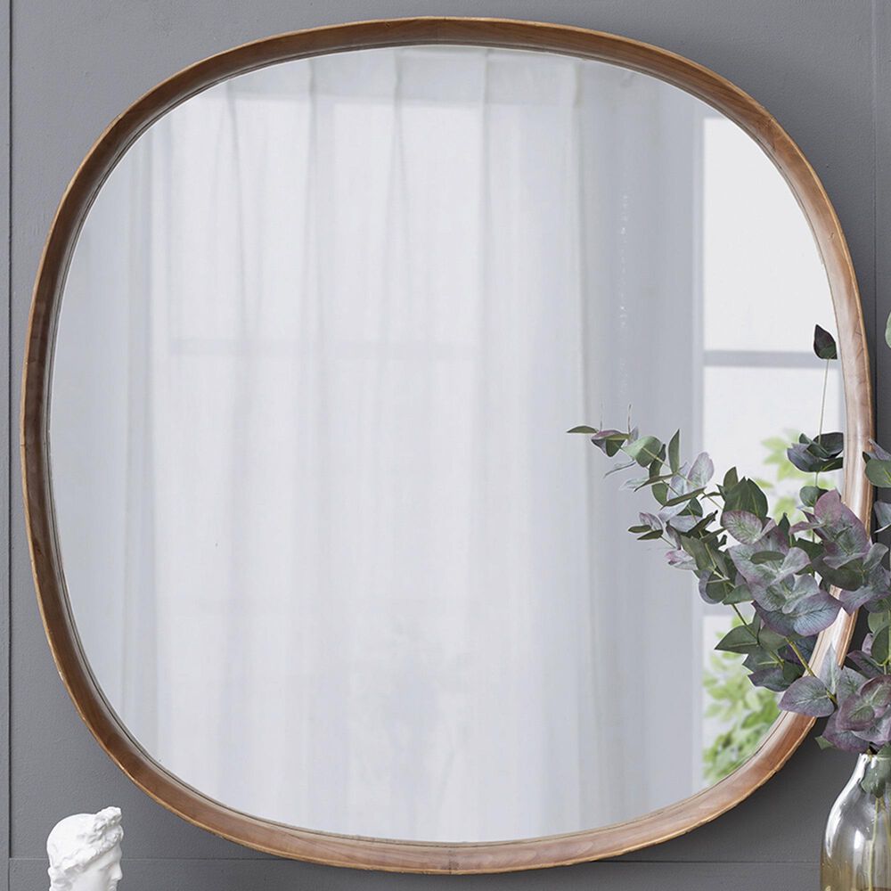 A&amp;B Home Wayne 43&quot; Curved Accent Wall Mirror in Brown, , large