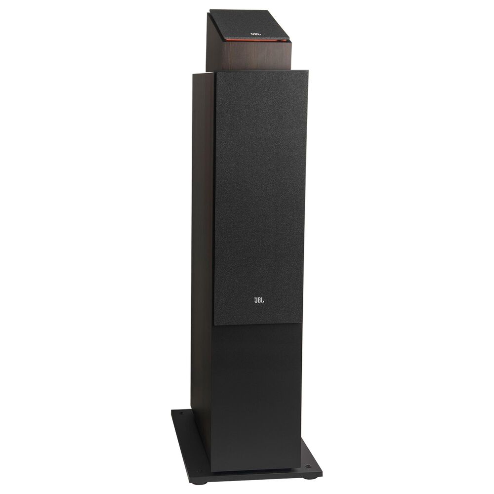 JBL 5.25 Bookshelf Loudspeaker + 8 Floorstanding Loudspeaker + 4.5 Center Channel Loudspeaker in Espresso + 12&quot; Powered Subwoofer in Latte + 7.2 Channel AV 8K Receiver in Black, , large