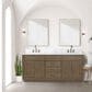 Lexora Home Abbey 72" Double Bathroom Vanity in Grey Oak with 2 cm White Carrara Marble Top and Rectangular Sinks, , large
