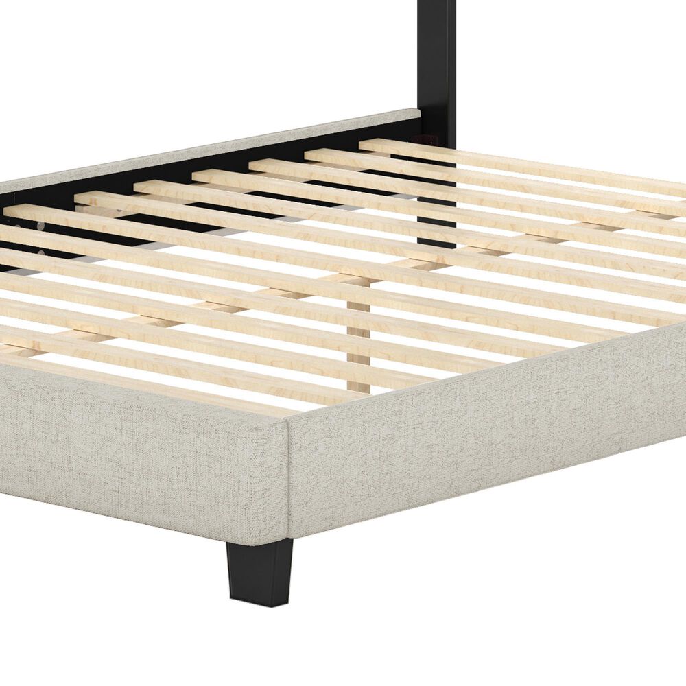 Accent Sicily Queen Upholstered Platform Bed in White, , large