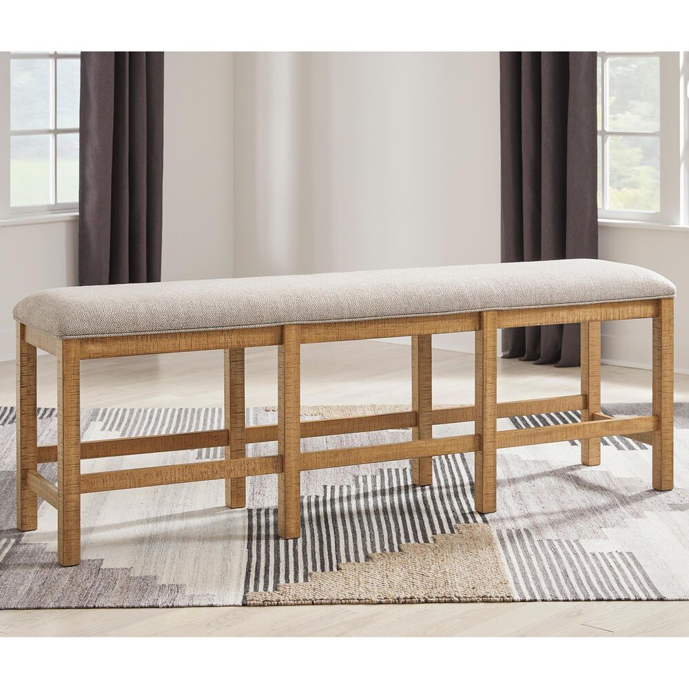 Ashley Havonplane 72&quot; Counter Height Bench in Light Brown, , large