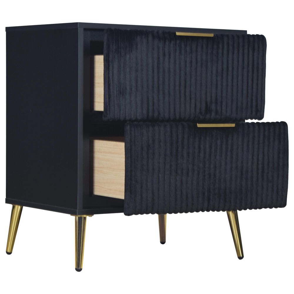 New Heritage Design Kailani 2-Drawer Nightstand in Black, , large