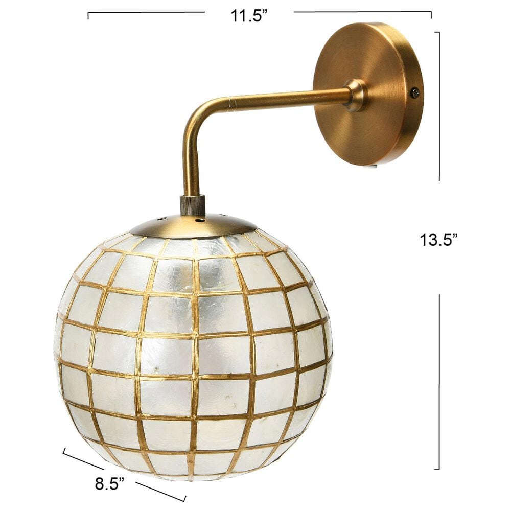 Creative Coop Ollie Wall Sconce with Detail in Brass, , large