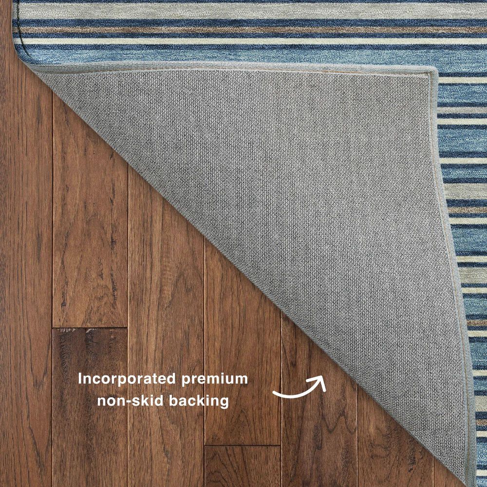 Dalyn Rug Company Soft Essentials Striped Denim 2'3" x 7'6" Indoor/Outdoor Runner, , large