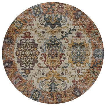 Dalyn Rug Company Silk Road Copper, Ivory, Gold, Brown, Blue, Aloe and Blush 8" Round Area Rug, , large