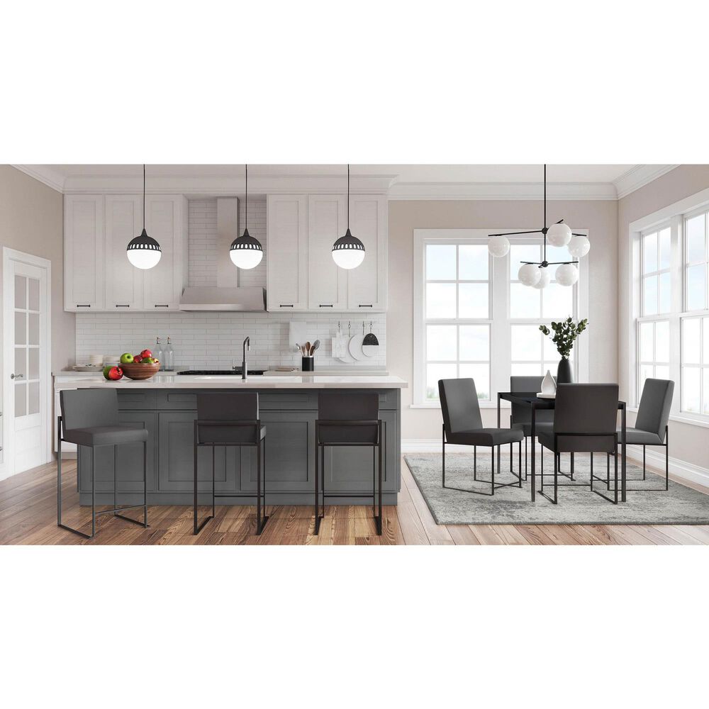 LumiSource Fuji Side Chair with Grey Cushion in Black (Set of 2), , large