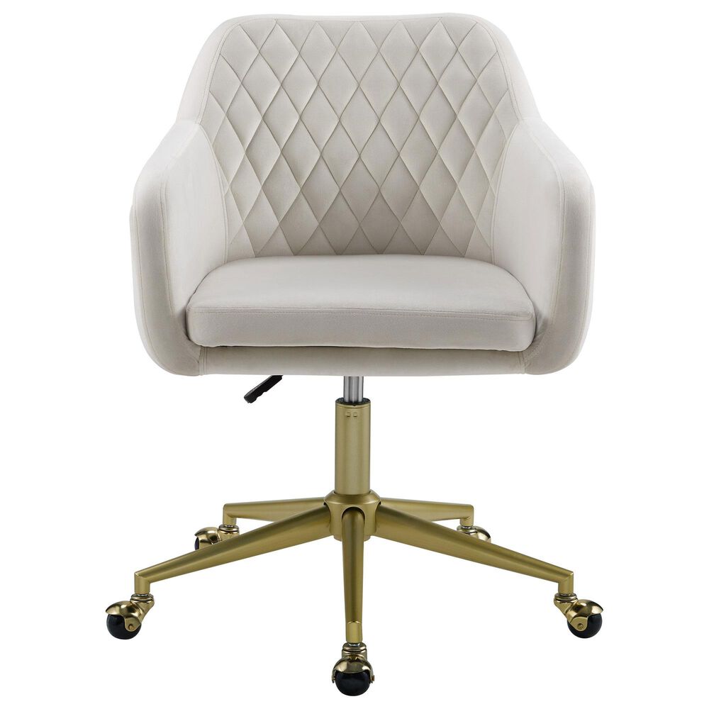 Linon Home Decor Imogen Quilted Office Chair with Off White Cushion in Gold, , large