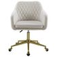 Linon Home Decor Imogen Quilted Office Chair with Off White Cushion in Gold, , large